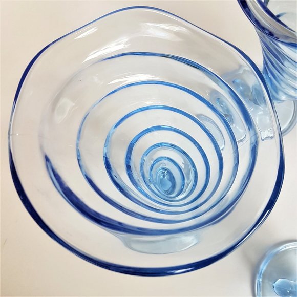 Bormioli 4 ice cream sundae fruit blue glasses. - Picture 11 of 12